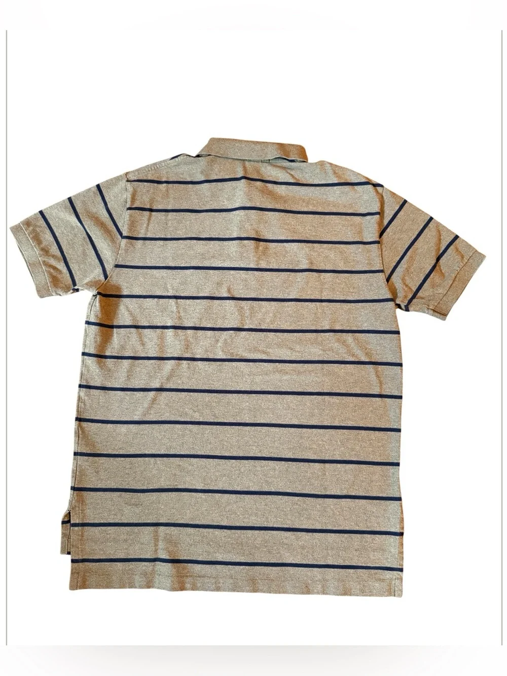 Polo by Ralph Lauren Shirt Mens Brown Navy Blue Striped Short Sleeve Polo Large